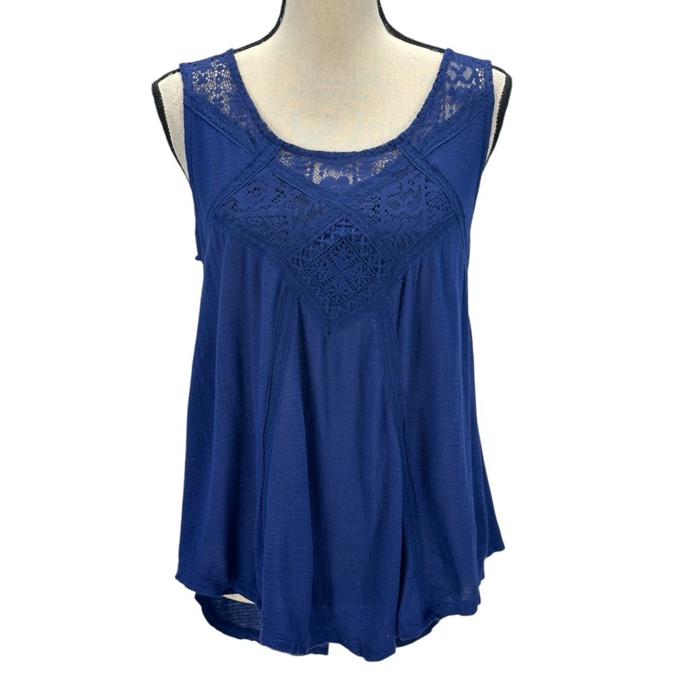 American Rag Sleeveless Lace Detail Blouse - Royal Blue - size Medium